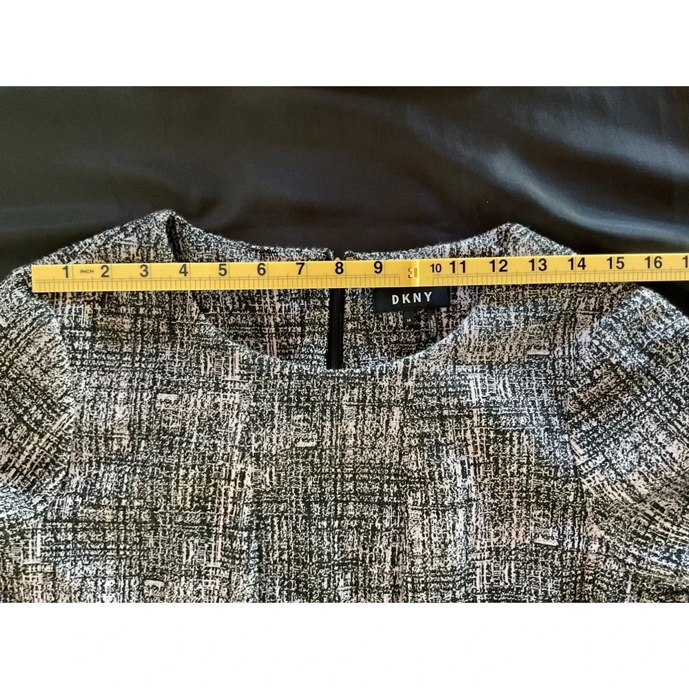 DKNY Women's Dress Size 14 Black White Geometric Short Sleeve Knee Length - Picture 7 of 15